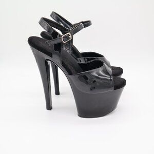 Women's Black Patent Leather Pleaser Platform Heels Size 8